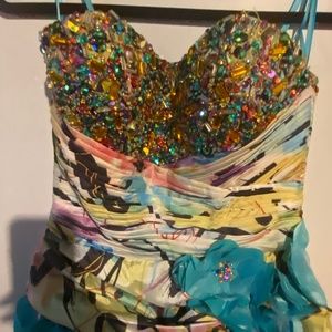 Unique multi colored train prom dress